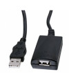 כבל מאריך USB 2.0 שחור עם חיבור זכר ונקבה
