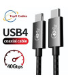 כבל USB 4.0 שחור Type-C זכר-זכר עם לוגו 40Gbps ו-TopX Cables