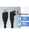 כבל USB 3.2 GEN1 Type-C זוויתי ל-USB-A למשקפי Oculus Quest VR באורך 5 מטר