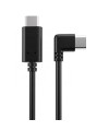 כבל USB שחור עם מחבר Type-C ישר ומחבר Type-C זוויתי