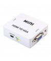 ממיר HDMI ל-VGA לבן עם כניסת HDMI, יציאת VGA, יציאת אודיו וחיבור USB