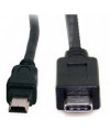 כבל שחור עם מחבר USB Type-C זכר ומחבר Mini USB B זכר