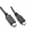 כבל USB שחור עם מחבר Type-C ומחבר Micro USB B 2.0
