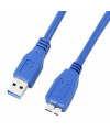 כבל USB 3.0 כחול עם מחבר A זכר ומחבר Micro B זכר