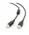 כבל USB 2.0 שחור שטוח עם מחברי USB A ו-USB B ופריט