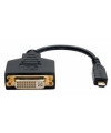 כבל מתאם שחור עם מחבר MICRO HDMI זכר ומחבר DVI נקבה