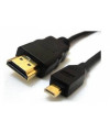 כבל HDMI שחור עם מחברים מוזהבים, HDMI סטנדרטי ומיקרו HDMI