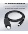 כבל מתח USB זכר ל- חיבור DC זכר 5.5/2.1 אורך 1.8