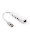 מפצל/מתאם USB 2.0 ל 3 חיבורי USB2.0 + חיבור לרשת