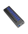 רכזת מפצל USB3.0 10 פורטים איכותי כולל ספק כוח