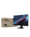 מסך גיימינג Gigabyte GS25F2 שחור עם מסגרת דקה ורגלית שחורה, לצד אריזתו