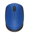 עכבר אלחוטי Logitech M171 כחול עם גלגלת שחורה במבט מלמעלה
